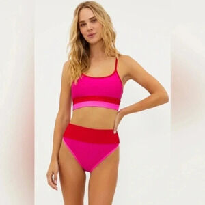 Beach Riot Emmy top Fuchsia Red Neon Pink B1286